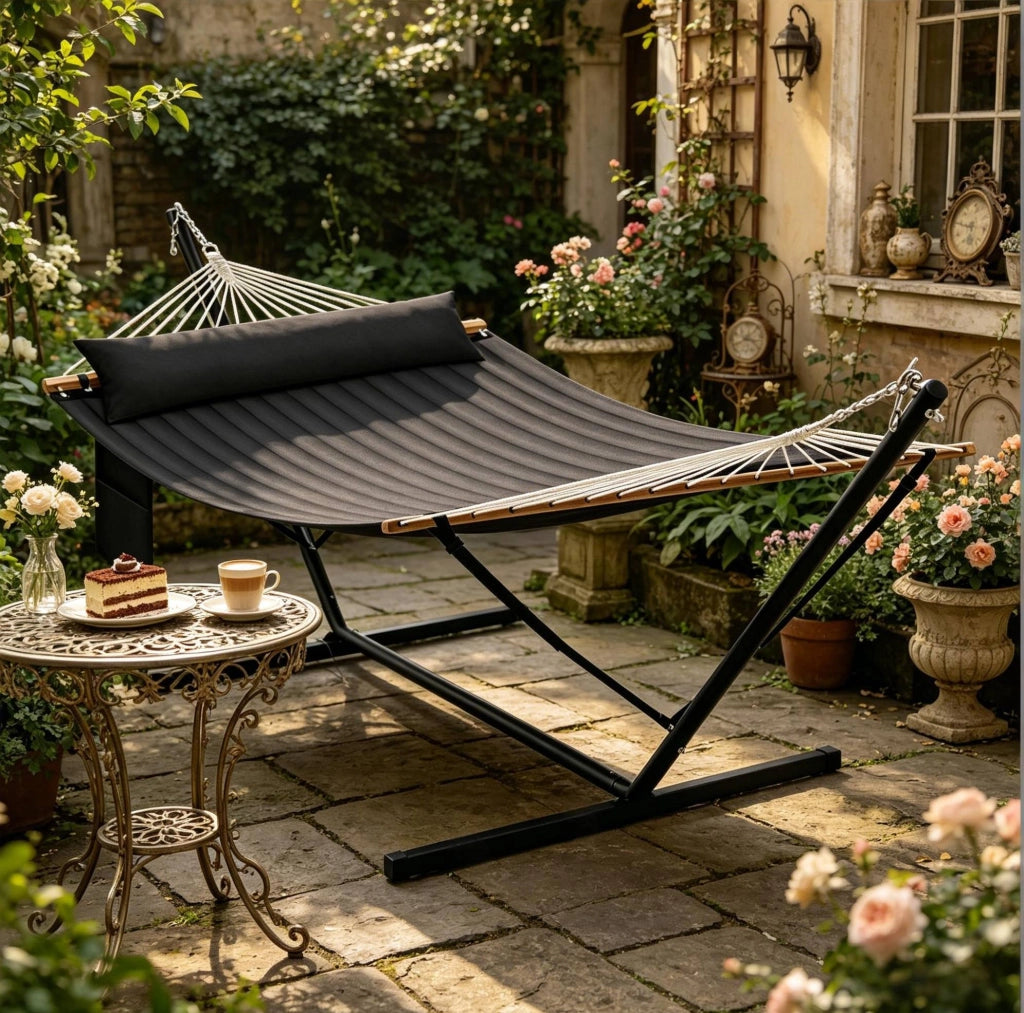 Amaca doppia con struttura in metallo 200x140 cm; antracite