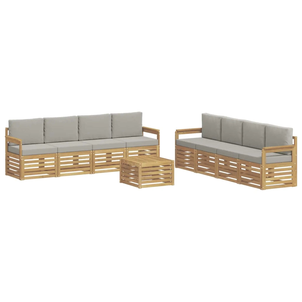 Set di divani da esterno 9 pcs Bianco e Grigio Chiaro 3391581