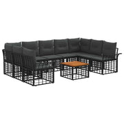 Set di divani da esterno 10 pcs Nero e Grigio scuro Poliestere 3437759
