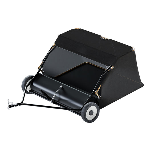 Scopa per prato con larghezza di lavoro di 120 cm, spazzatrice, raccoglitore di foglie con capacità di 415 l per trattorino rasaerba