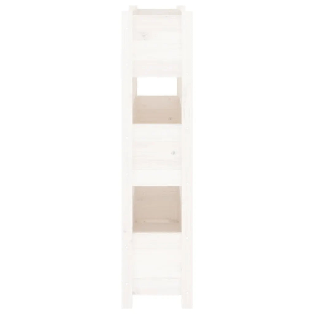 Fioriera-Vaso-Contenitore per Piante Bianca 77x25x104,5 cm in Legno Massello di Pino