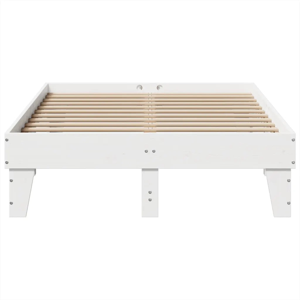 Letto senza Materasso Bianco 135x190 cm Legno Massello di Pino 855371
