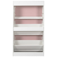 Scarpiera 3 Ante Ripiani Doppia Profondità con Maniglia Rosa e Bianco 63x24x115cm