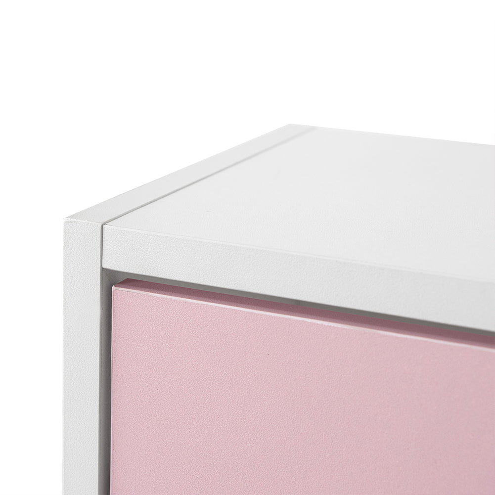 Scarpiera 3 Ante Ripiani Doppia Profondità con Maniglia Rosa e Bianco 63x24x115cm