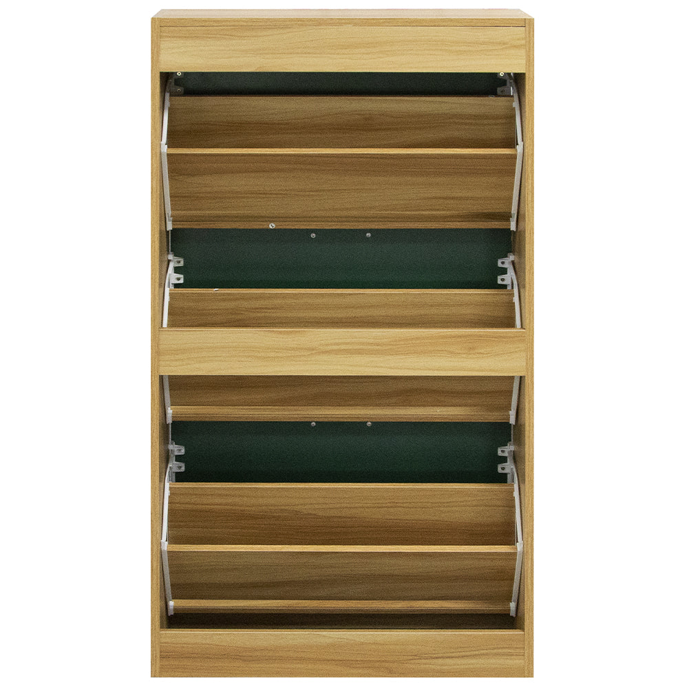 Scarpiera 3 Ante Ripiani Doppia Profondità con Maniglia Verde Quercia 63x24x115cm