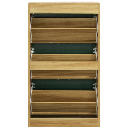 Scarpiera 3 Ante Ripiani Doppia Profondità con Maniglia Verde Quercia 63x24x115cm