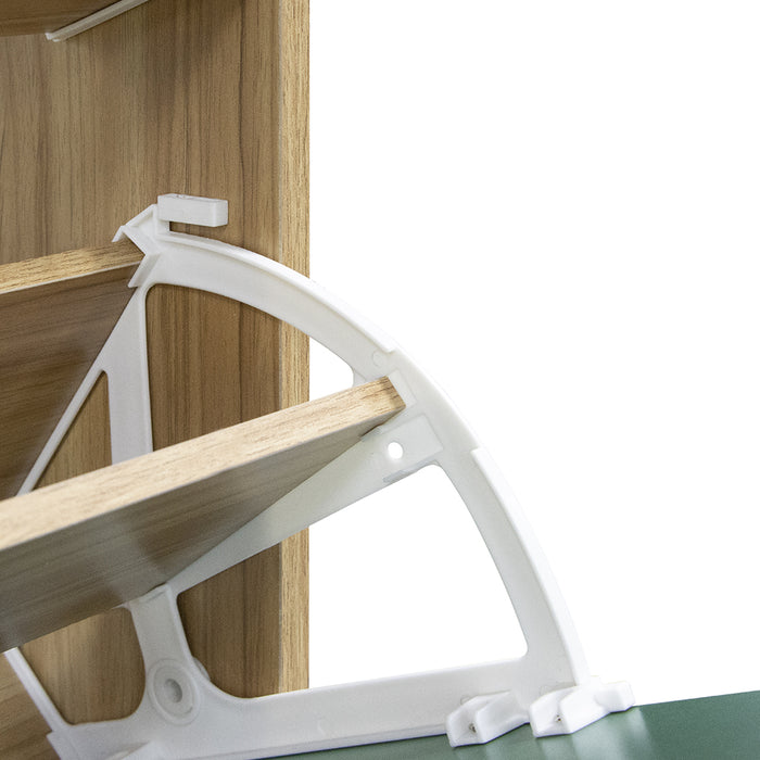 Scarpiera 3 Ante Ripiani Doppia Profondità con Maniglia Verde Quercia 63x24x115cm