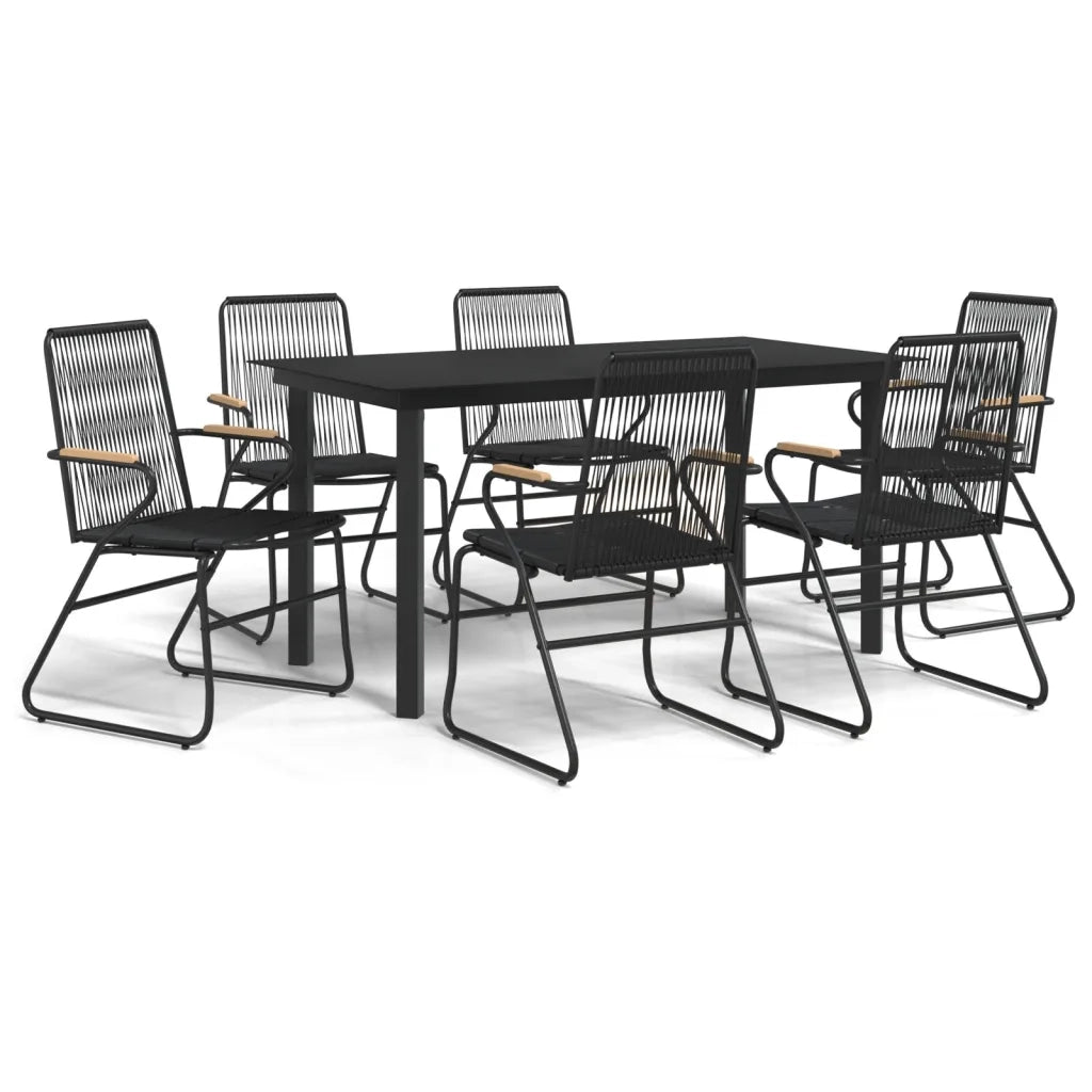 Set da Pranzo da Giardino 7 pz Nero in Rattan PVC 3060276