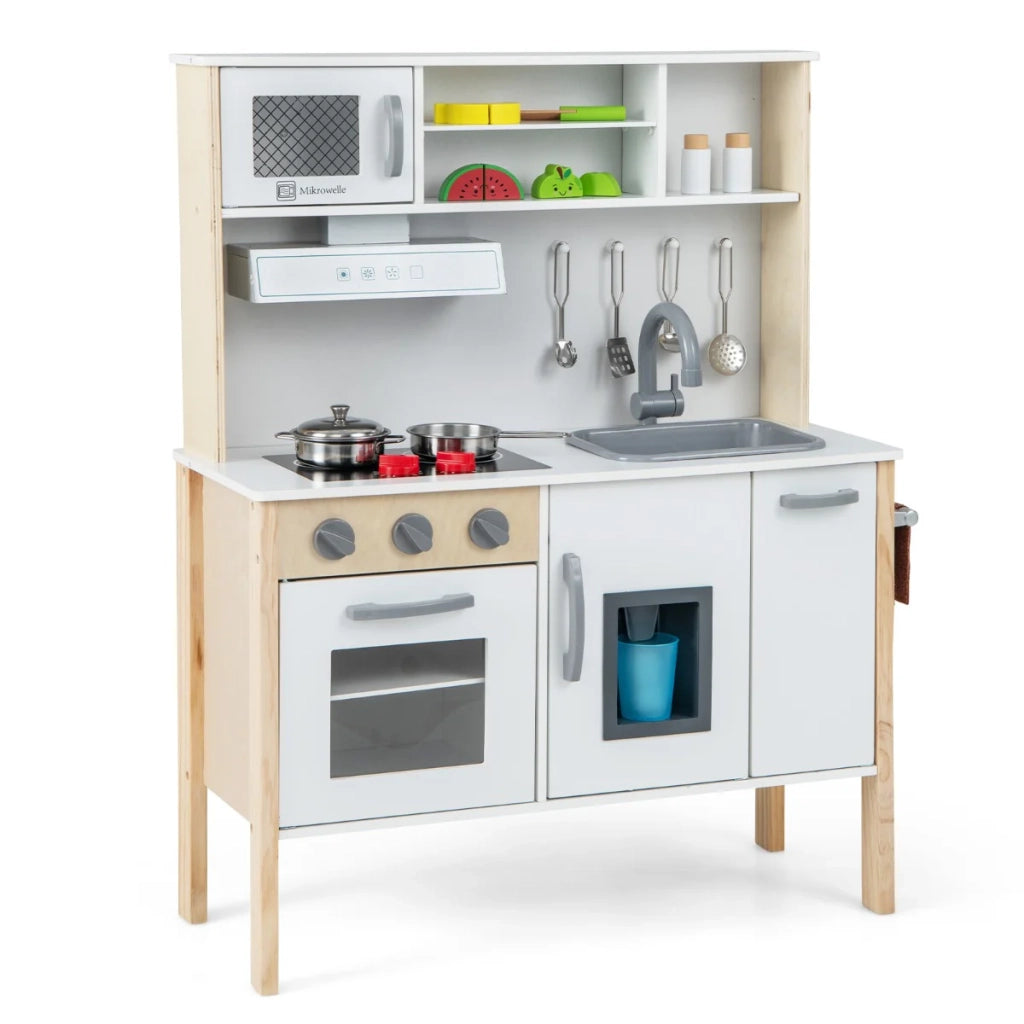 Cucina in legno per bambini 72 x 30 x 90 cm giocosa ed educativa atmosfera accogliente realizzata in MDF bianco e naturale 20_0011628