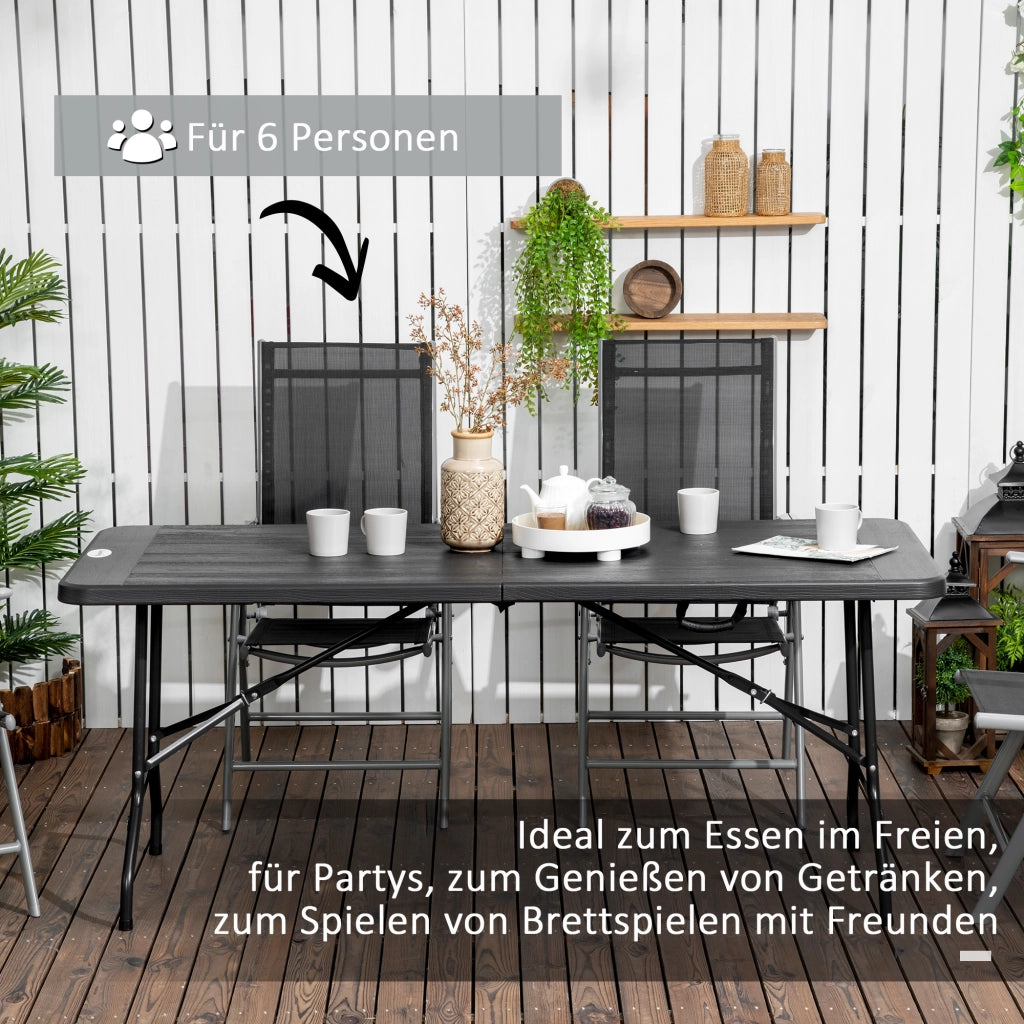 Tavolo da pranzo esterno pieghevole in legno effetto grigio scuro ¨C zephmum ¨C 180x75.5x73 cm