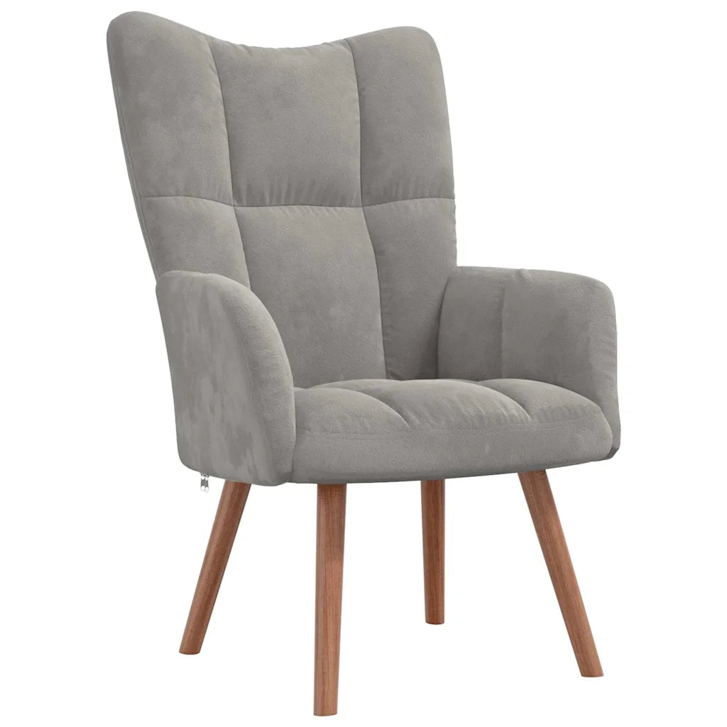 Divano Sedia-Poltrona Relax con Poggiapiedi Grigio Chiaro in Velluto 457000