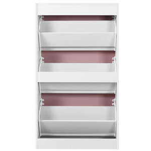 Scarpiera 3 Ante Ripiani Doppia Profondità Porta Scarpe Rosa e Bianco 63x24x115cm