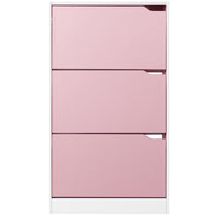 Scarpiera 3 Ante Ripiani Doppia Profondità Porta Scarpe Rosa e Bianco 63x24x115cm