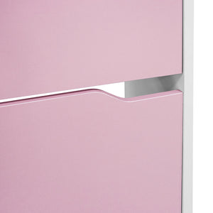 Scarpiera 3 Ante Ripiani Doppia Profondità Porta Scarpe Rosa e Bianco 63x24x115cm