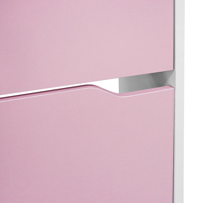 Scarpiera 3 Ante Ripiani Doppia Profondità Porta Scarpe Rosa e Bianco 63x24x115cm