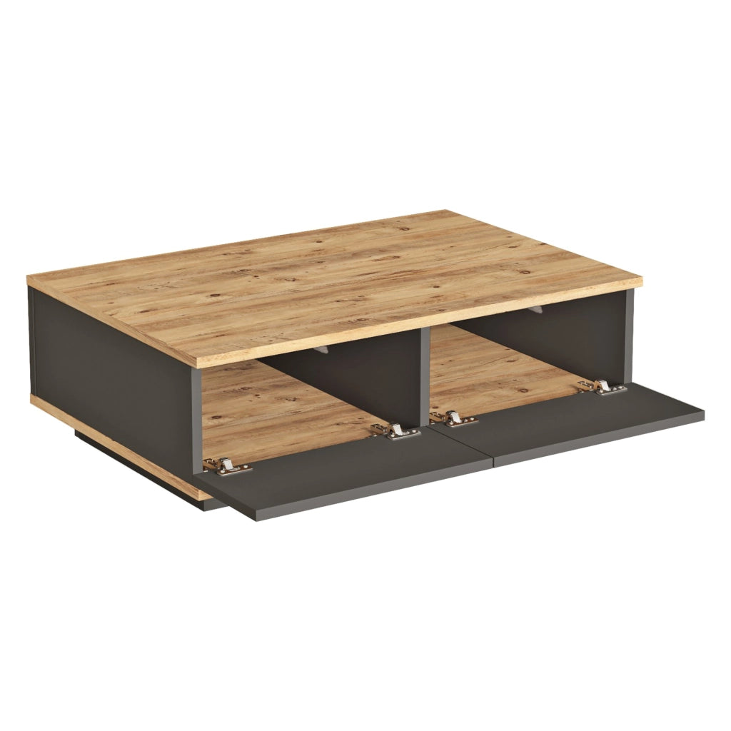 Babila, Tavolino da Salotto 2 Vani, 90x60x29h cm Marrone Rovere Nodi