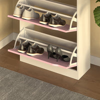 Scarpiera 3 Ante Ripiani Doppia Profondità Porta Scarpe Rosa e Bianco 63x24x115cm