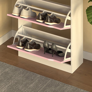 Scarpiera 3 Ante Ripiani Doppia Profondità Porta Scarpe Rosa e Bianco 63x24x115cm