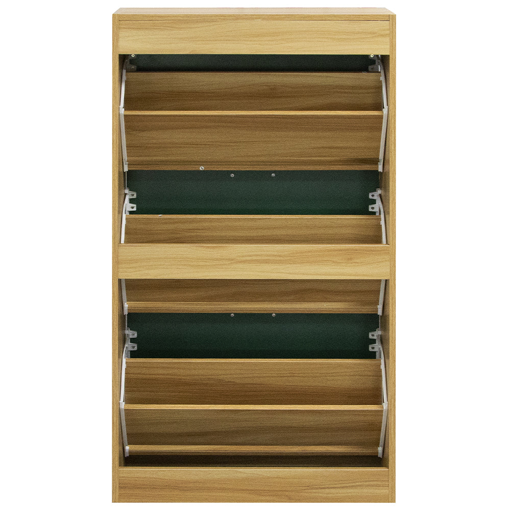 Scarpiera 3 Ante Ripiani Doppia Profondità Porta Scarpe Quercia Verde 63x24x115cm