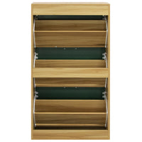 Scarpiera 3 Ante Ripiani Doppia Profondità Porta Scarpe Quercia Verde 63x24x115cm