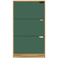 Scarpiera 3 Ante Ripiani Doppia Profondità Porta Scarpe Quercia Verde 63x24x115cm