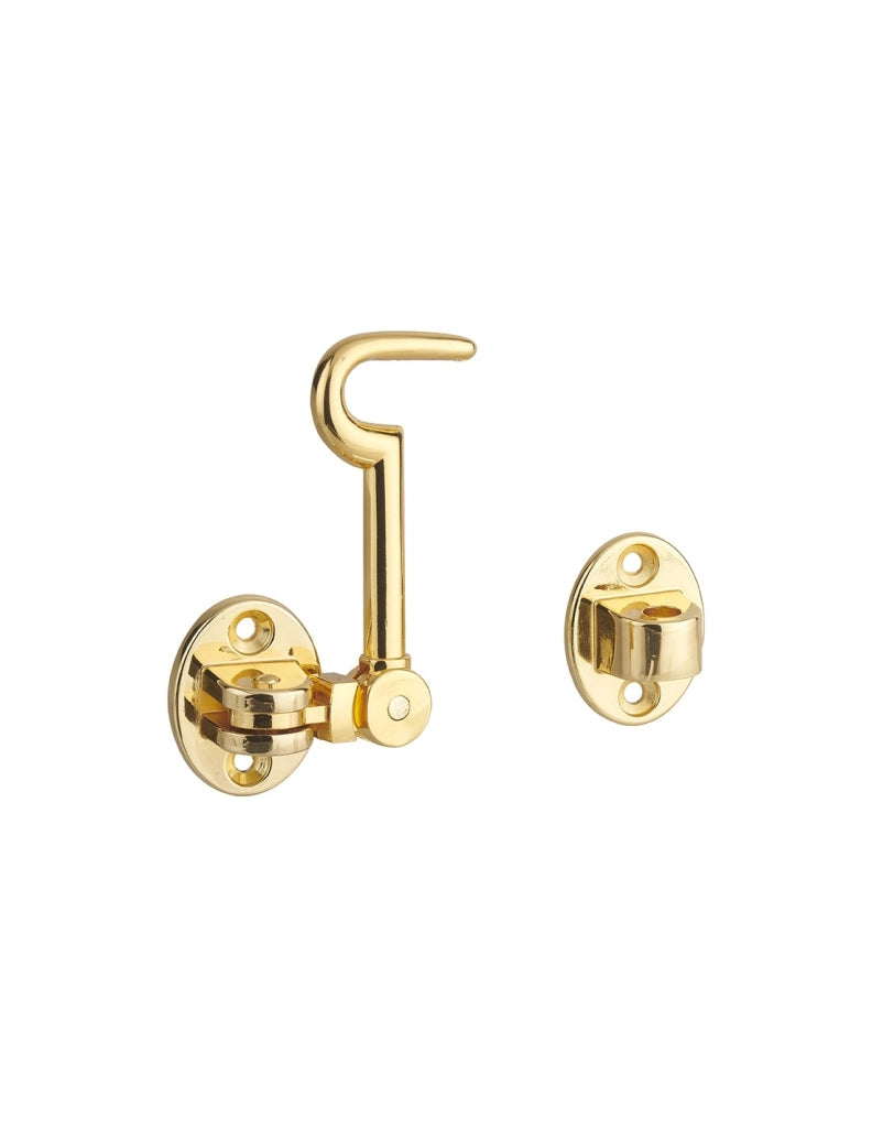 Gancio orientabile con occhiello, placcato ottone 10cm, ferma porta, finestra, bagno - THIRARD
