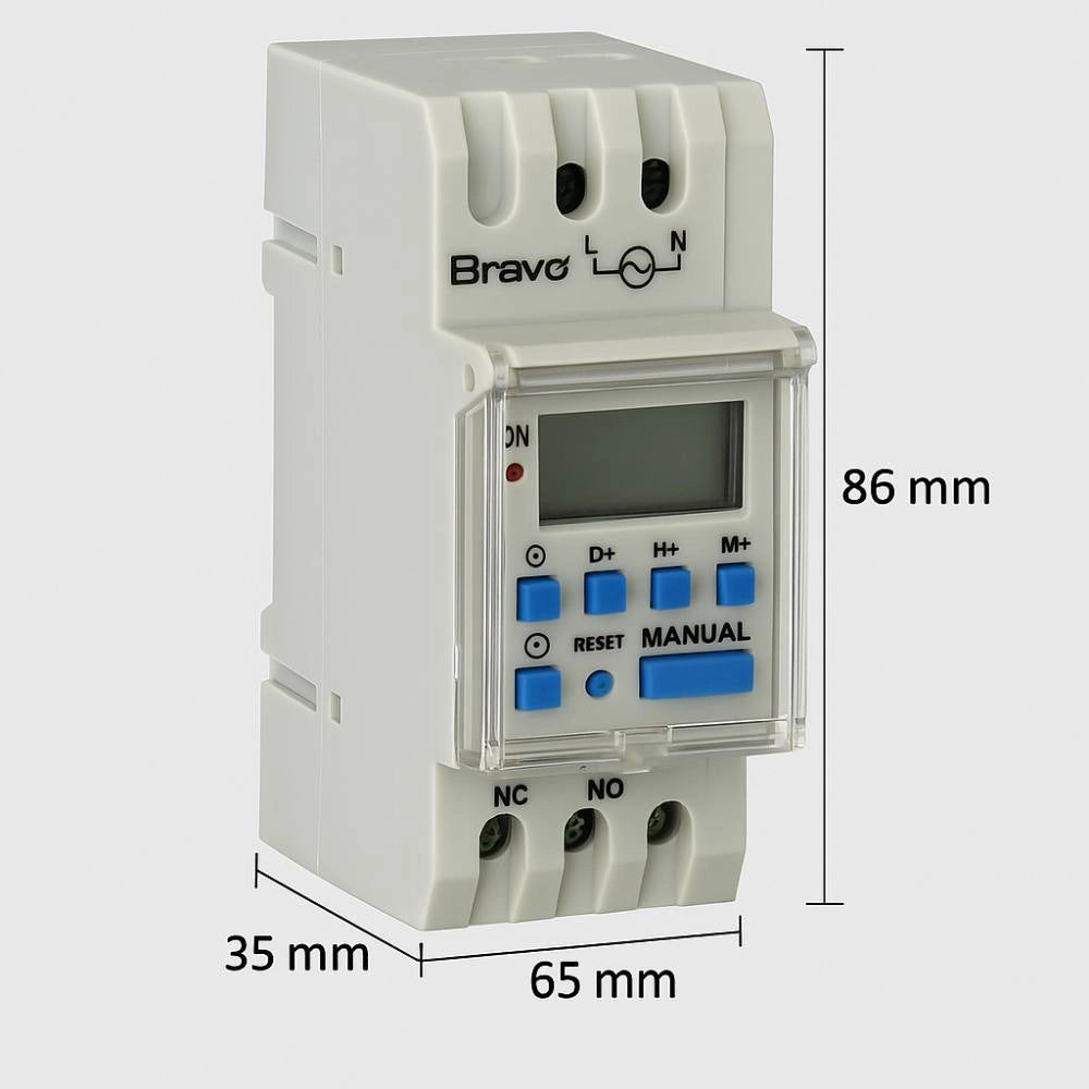 Interruttore orario digitale bravo 93003225 220-240v 16a guida din lcd