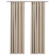 Tende Oscuranti | Tende Blackout con Ganci Effetto Lino 2 pz Beige 140x225 cm