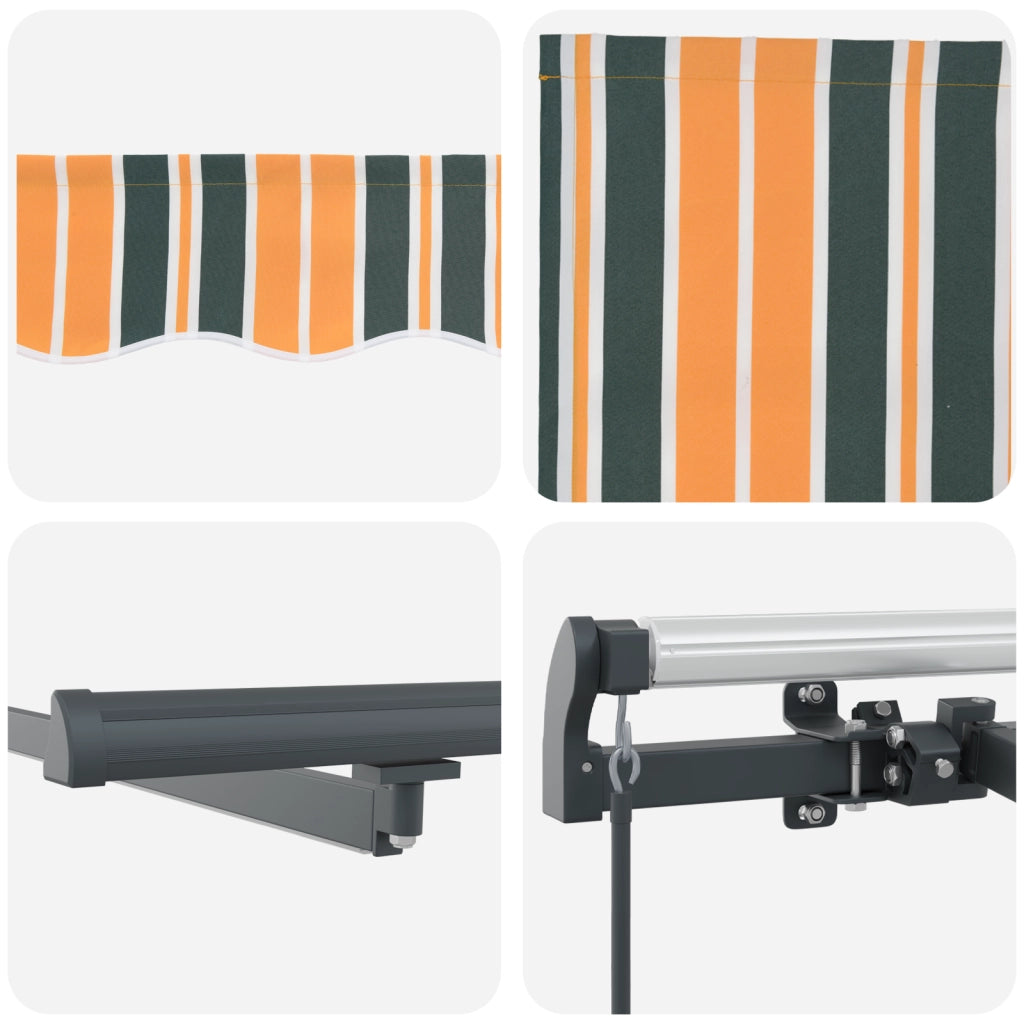 Tenda Retrattile Manuale  con LED Verde e Giallo 400x300 cm