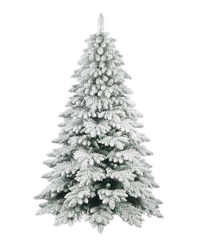 Albero di Natale Artificiale Floccato Effetto Realistico Innevato 240 cm 1719 Rami Bianco Effetto Neve
