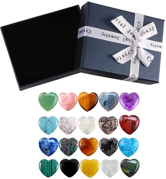 Set di Pietre d'Accaio Naturale - 20 Stuks - Contenitore di Conservazione - Riduzione dello Stress - Meditazione - Energie di Reiki