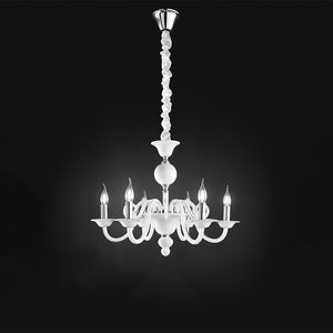 Lampadario Classico Bougie Metallo Bianco 6 Luci E14