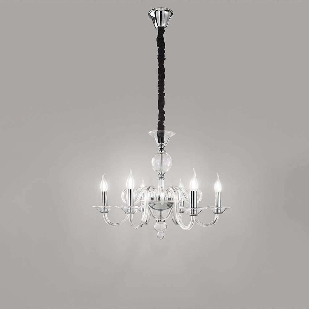 Lampadario Classico Bougie Metallo Trasparente 6 Luci E14