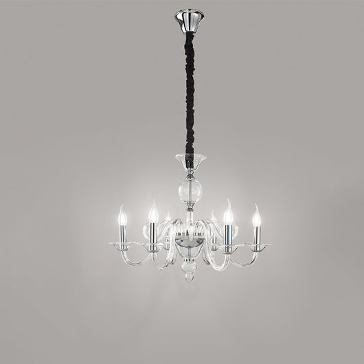 Lampadario Classico Bougie Metallo Trasparente 6 Luci E14