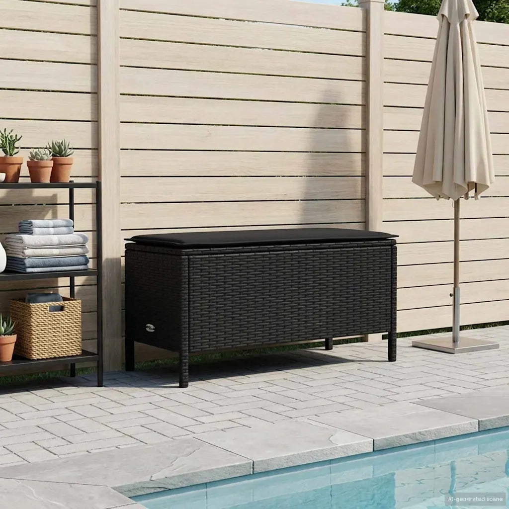 Sedia da giardino-Poggiapiedi da Giardino Nero 80 x 38 x 45 cm Rattan in PE