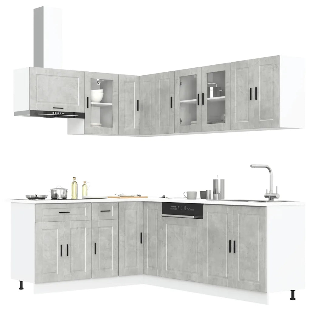 vidaXL Set Mobili da Cucina 11 pz Porto Grigio Cemento in Truciolato