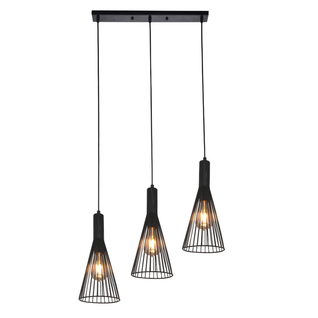 Lampada sospensione loft TIANA nera barra 3xE27 Polux