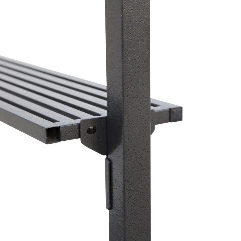 Padiglione Per Barbecue Con Tetto Antifiamma 240 X 150 Cm Acciaio Nero Marrone Con 2 Ripiani Laterali