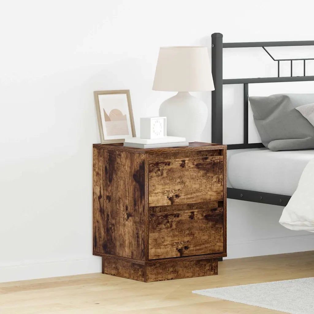 Set di 2 Comodini | Armadio da Notte | Mobiletto da notte Rovere fum¨¦ 39 x 34,5 x 50 cm