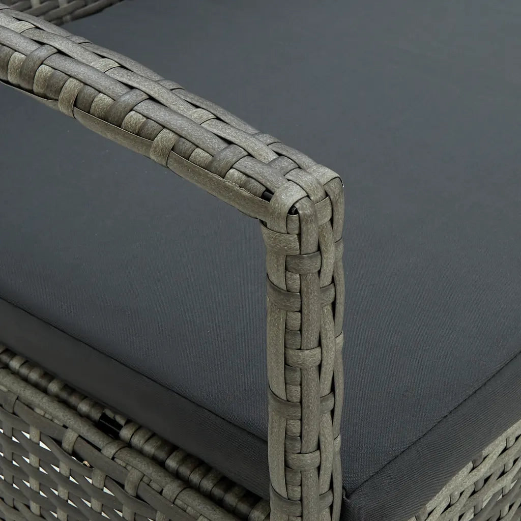 Divano da Giardino a 3 Posti con Cuscini in Polyrattan Grigio 45792