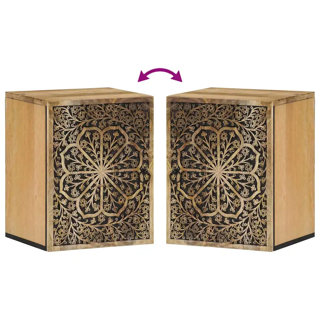 Mobile da Bagno a Parete 38x33x48 cm in Legno Massello di Mango 358232