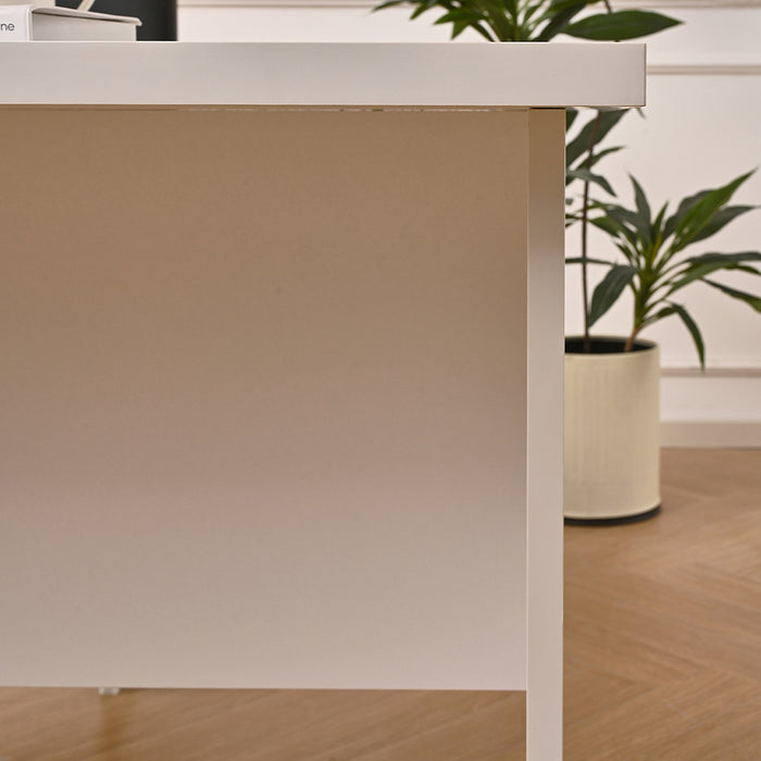 Scrivania per Computer da Ufficio Cemento e Bianco Lavoro Studio PC 160x80x74cm