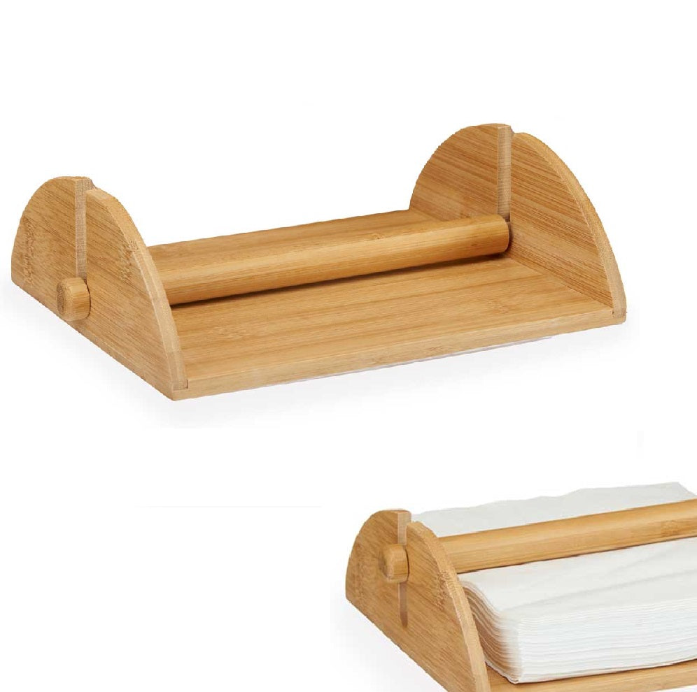 Porta Tovaglioli in Legno di Bambù 18 x 23.5 h 6.8 cm Stile Moderno