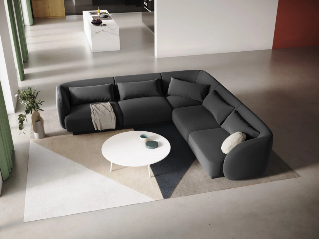 Cosmopolitan Design - Divano angolare reversibile "Tulum" 5 posti in velluto grigio 