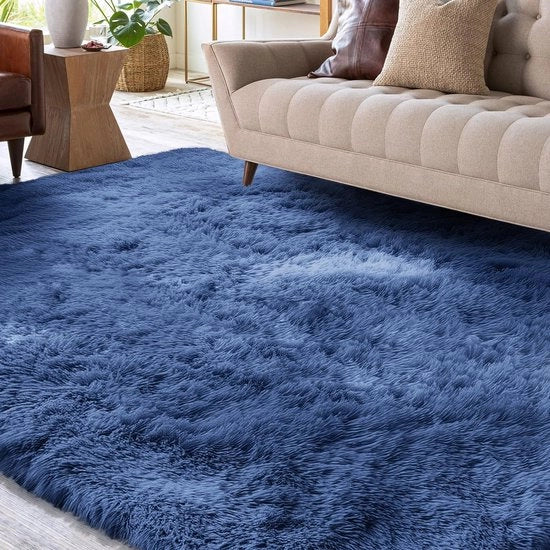 Tappeto soffice ad alta densità azzurro cobalto, tappeto lavabile 80x160 per salone, tappeto antiscivolo, tappeti extra grandi per camera da letto, tappeti morbidi e moderni per bambini.