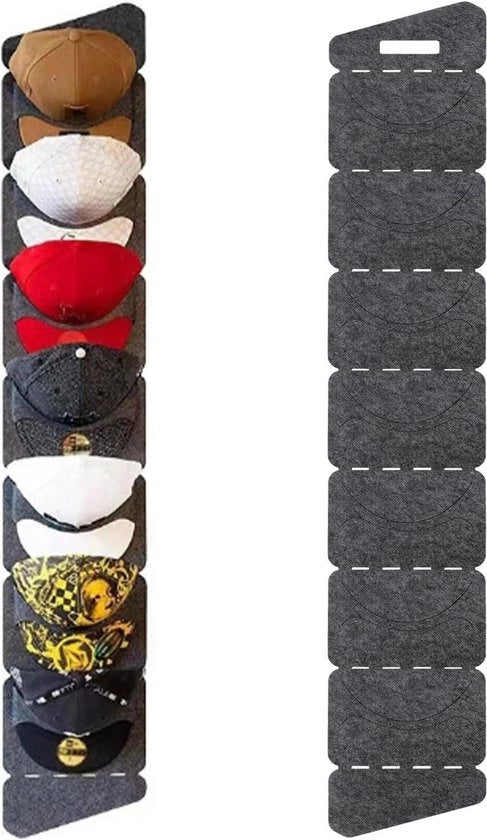 Organizzatore di cappello con 7 contenitori - Supporto capiente pieghevole per la parete - Adatto per cappelli da baseball per signori e signore .