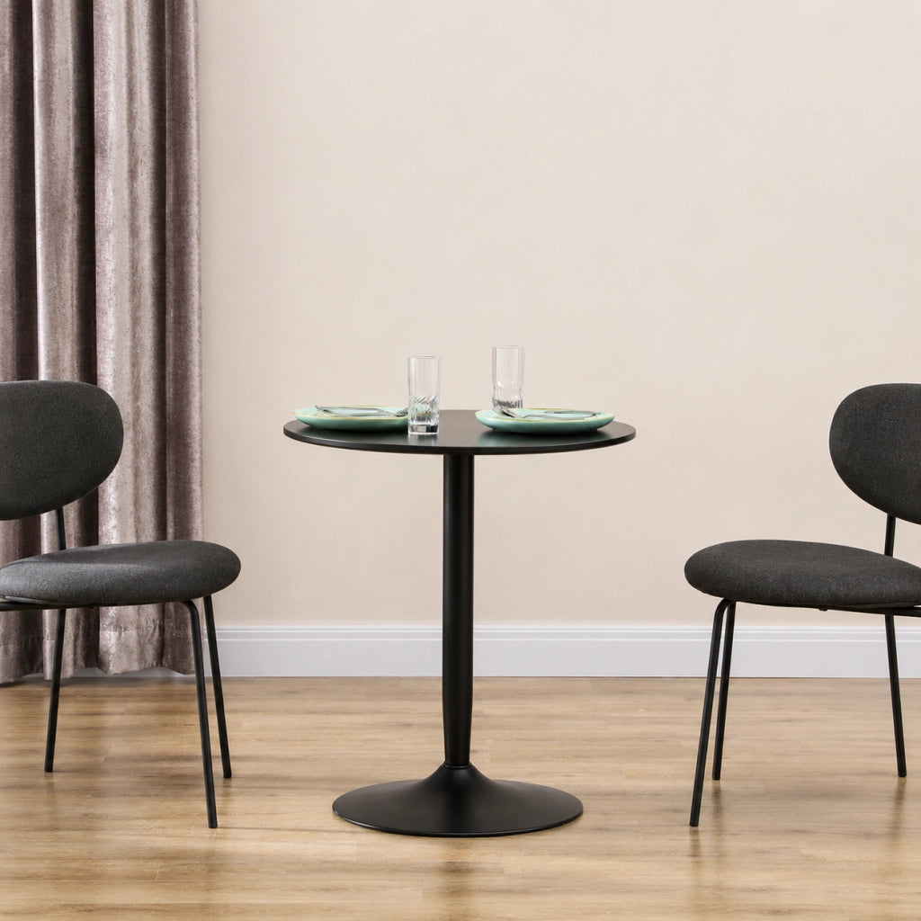 Tavolo da pranzo rotondo ?70x75 cm salvaspazio con base antiscivolo in acciaio e MDF nero