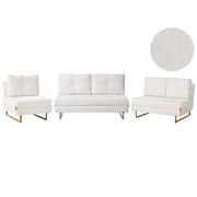 Set da salotto Off White Boucle 3 posti a sedere 2 posti a sedere 1 posto a sedere per 6 persone Funzione letto pieghevole
