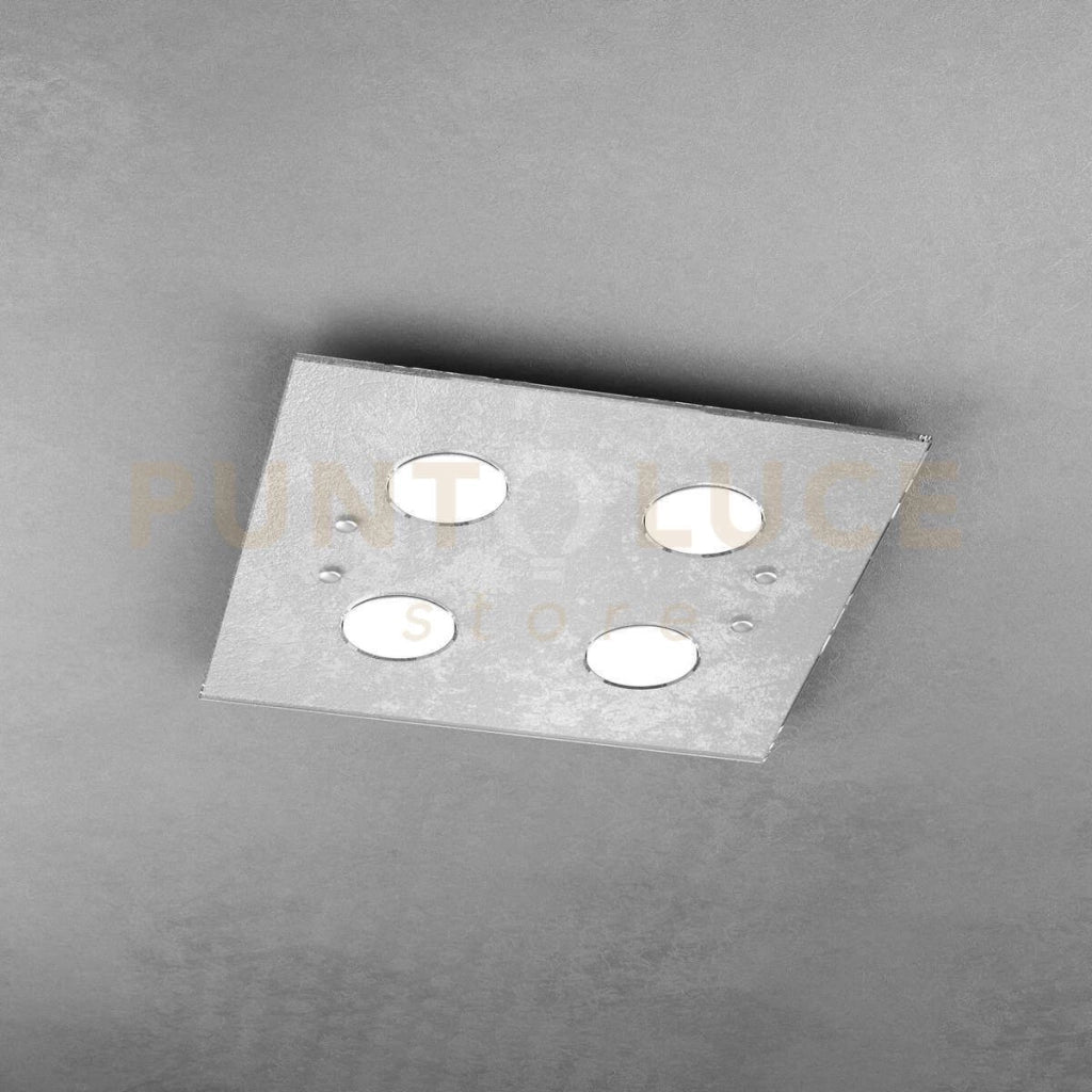 PATH PLAFONIERA 4 LUCI ATTACCO GX53 QUADRA FOGLIA ARGENTO