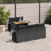 Set Divano da Giardino 6 pz con Cuscini Nero in Polyrattan 3327100